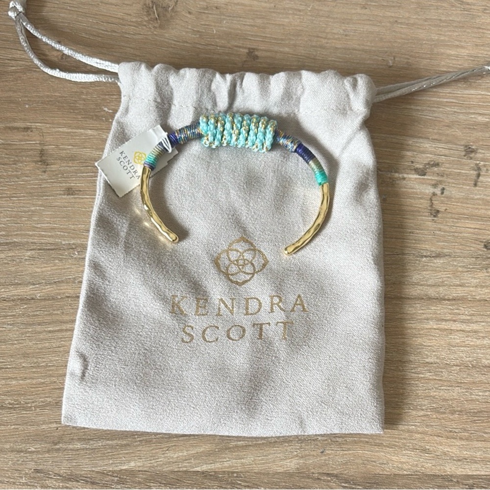 Kendra Scott Gold Cuff with Blue and Turquoise Cords